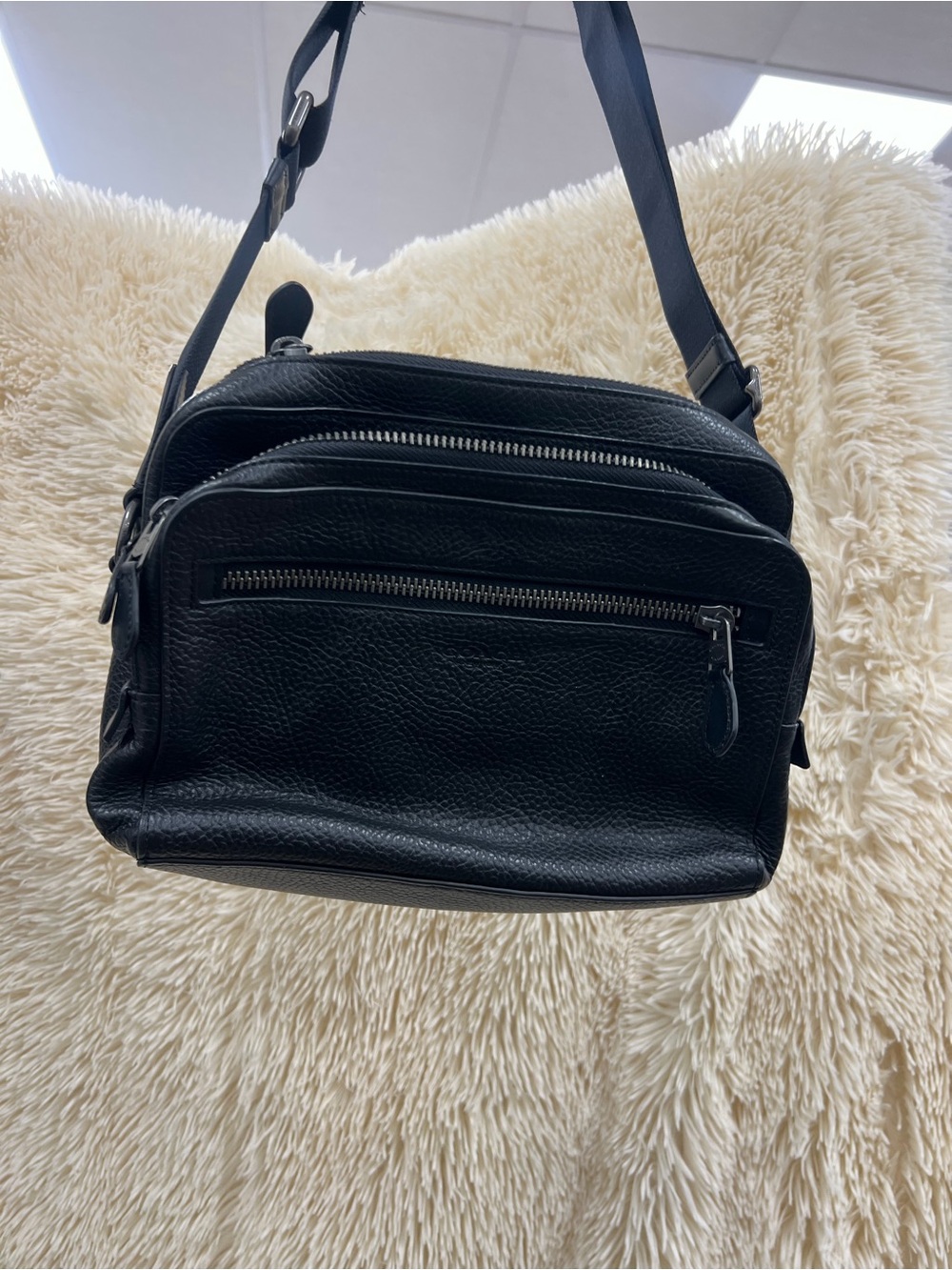 Coach West Camera Black Leather Crossbody Bag